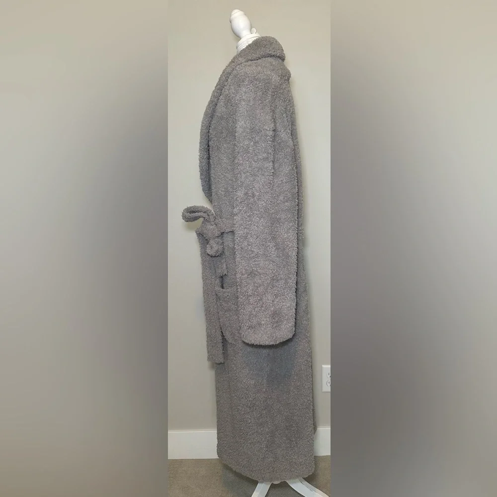 Barefoot Dreams CozyChic Robe Gray Long Plush Spa Robe Cosy Thick Size‎ 2 LG XL